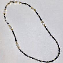 Load image into Gallery viewer, Black, Gold & Pearls Mask Lanyard