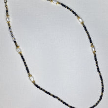 Load image into Gallery viewer, Black, Gold & Pearls Mask Lanyard
