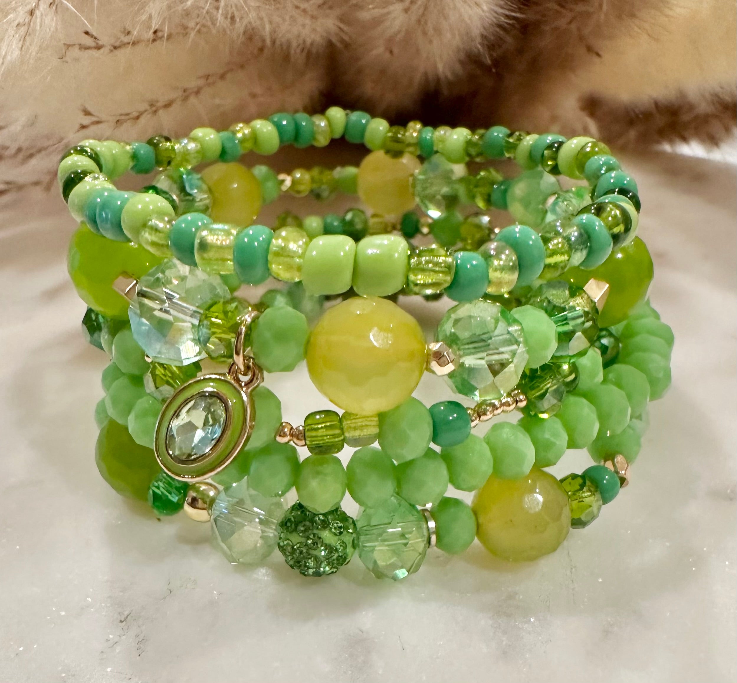 Green Jewel Stack – Arlene Couture
