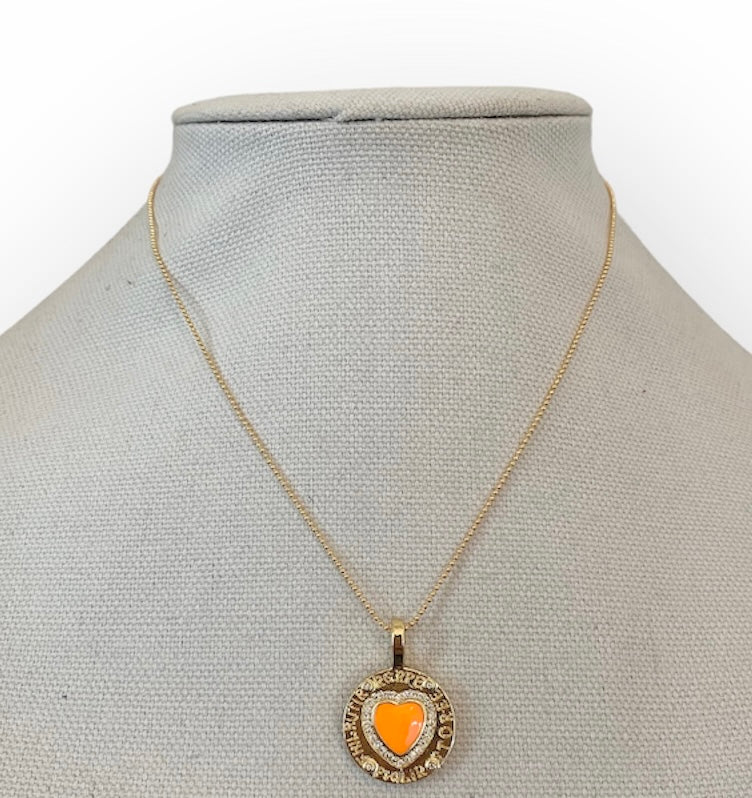 Orange Heart Necklace