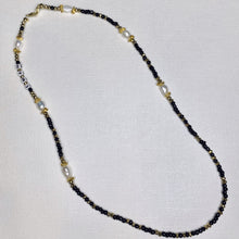 Load image into Gallery viewer, Black, Gold &amp; Pearls Mask Lanyard
