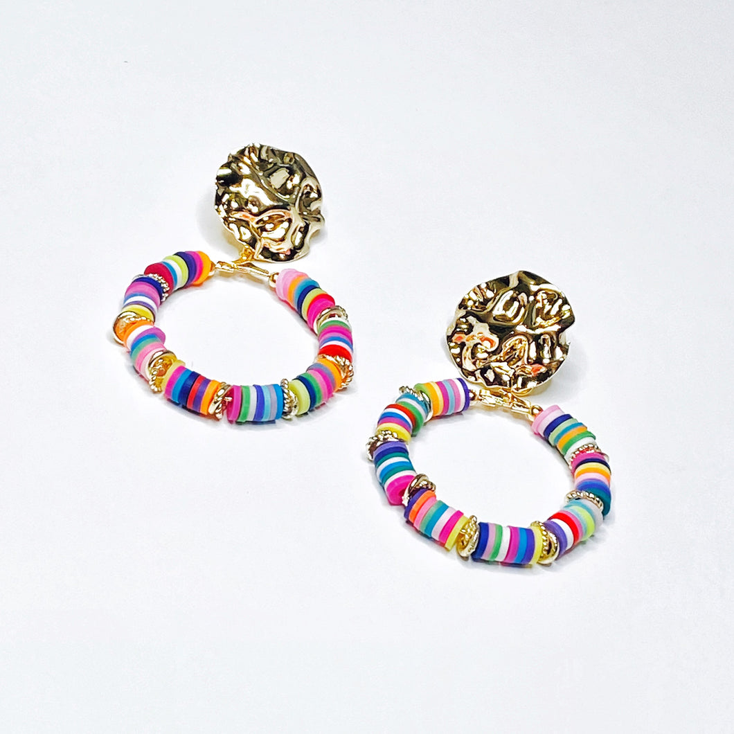 Gold Nugget Rainbow Earrings