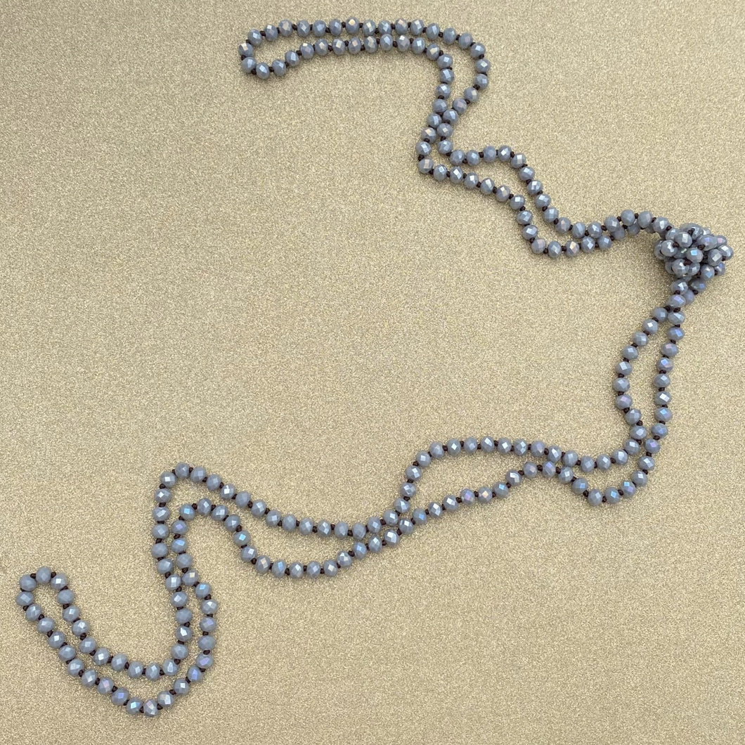 Bluish Crystal Knot Necklace