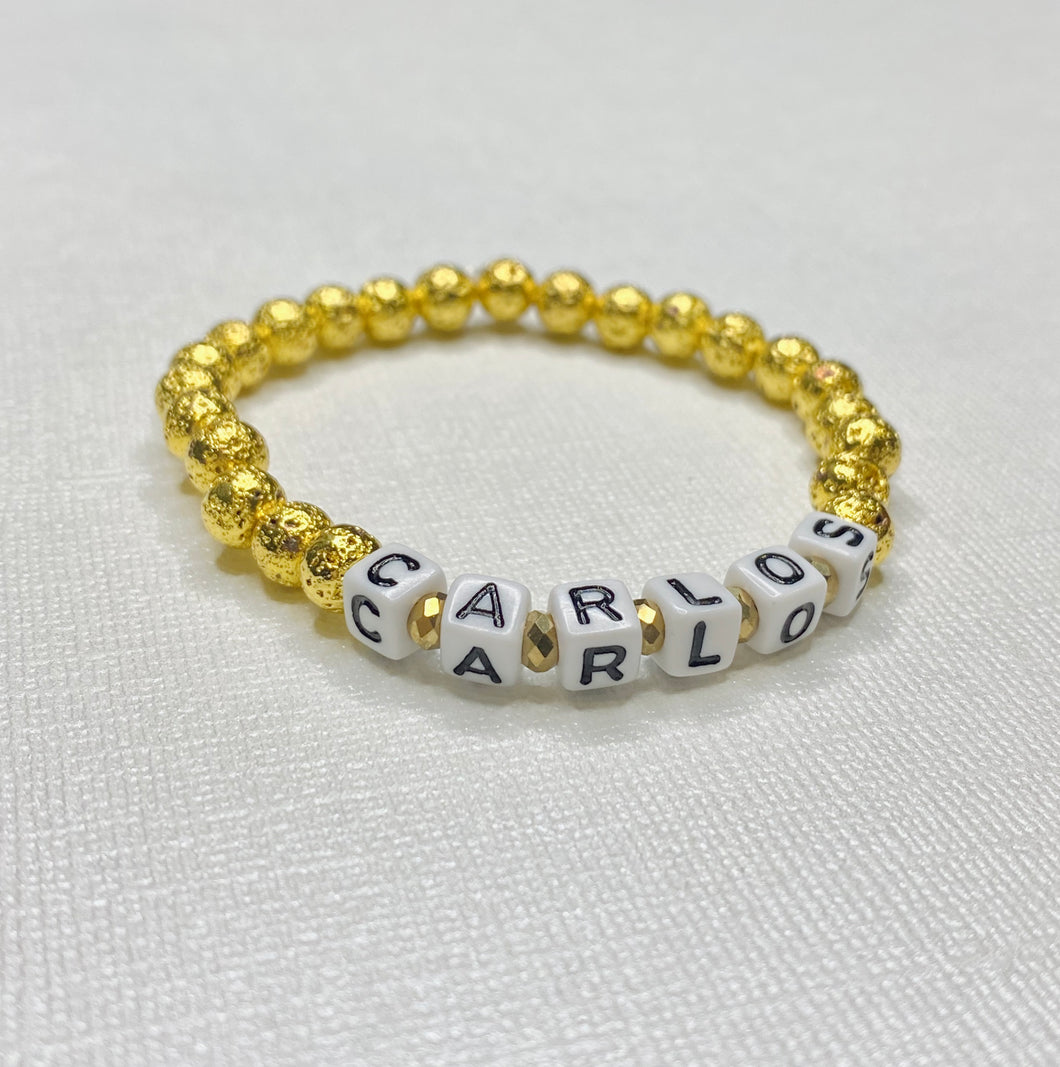 Personalized Gold Nugget Bracelet