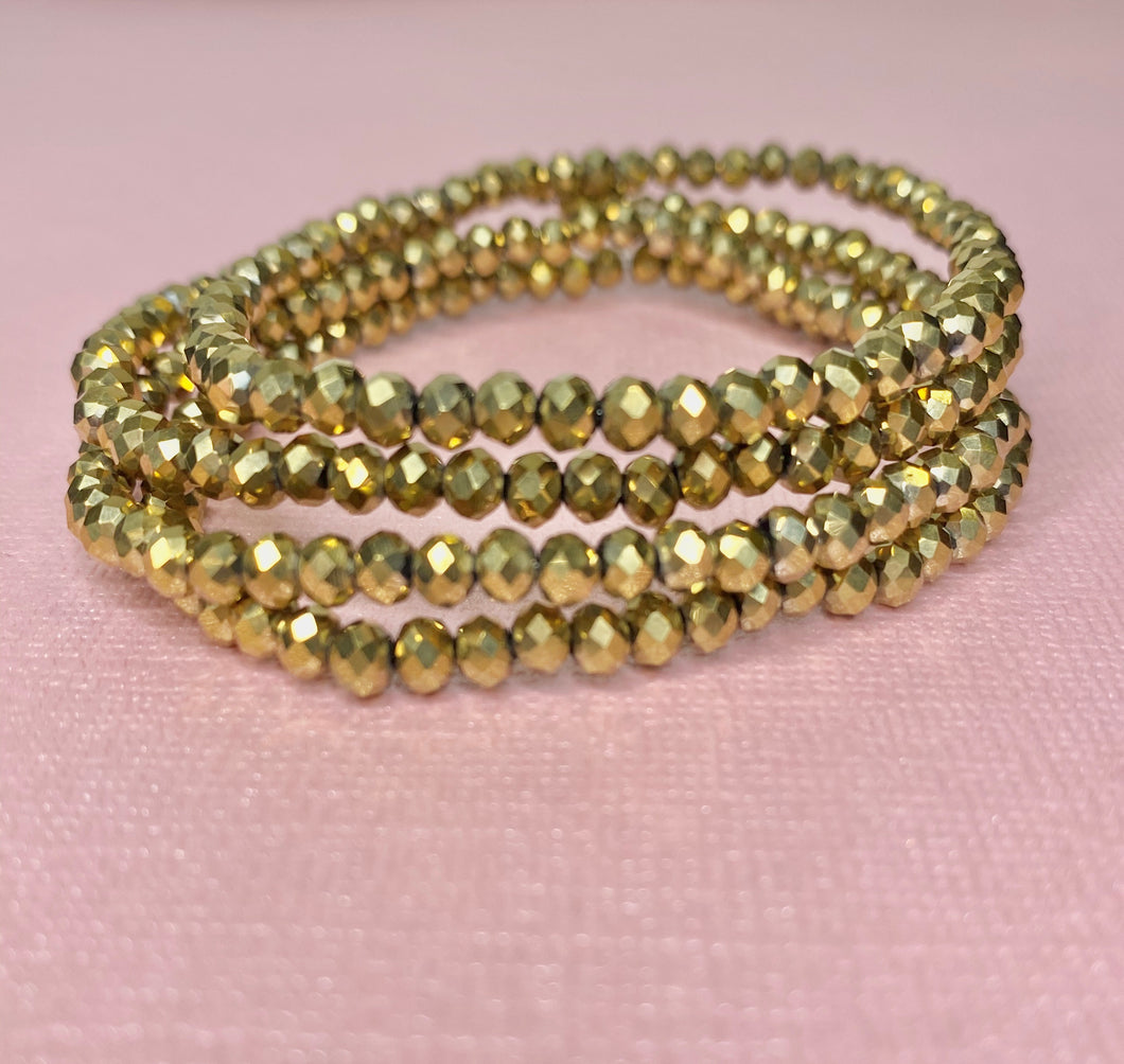 Small Gold Crystal Bracelet Stack