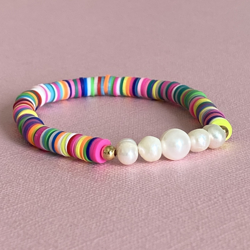 Pearls & Rainbow Bracelet