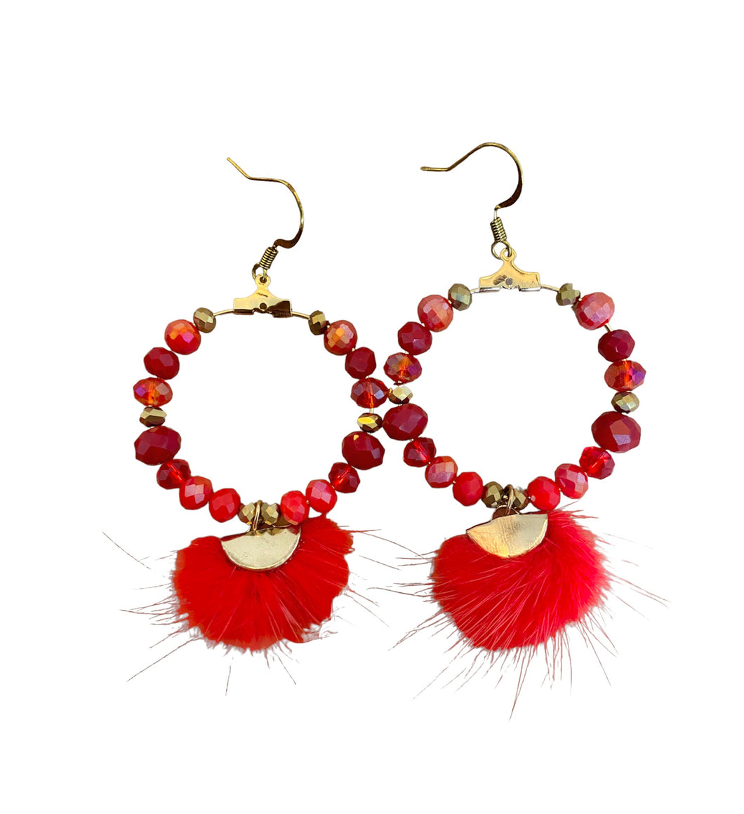 Red & Gold Hoop Earrings