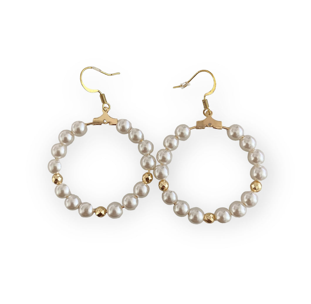 Pearl Hoop Earrings.