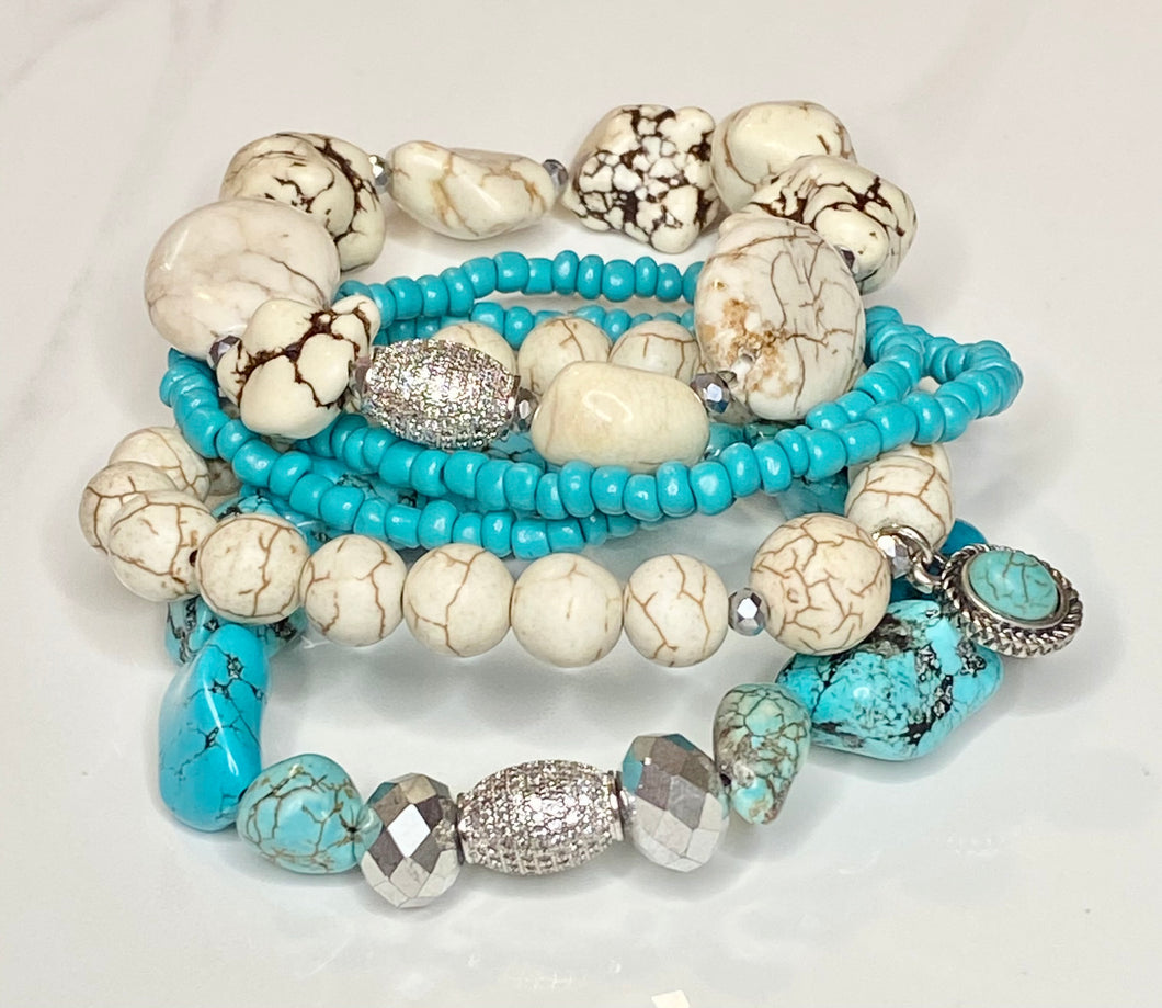 White And Turquoise Stack
