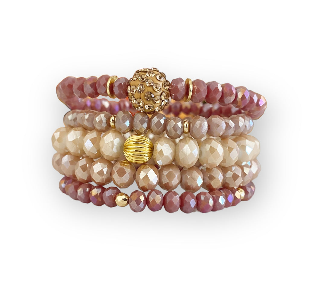 Maroon And Nudes Crystal Stack