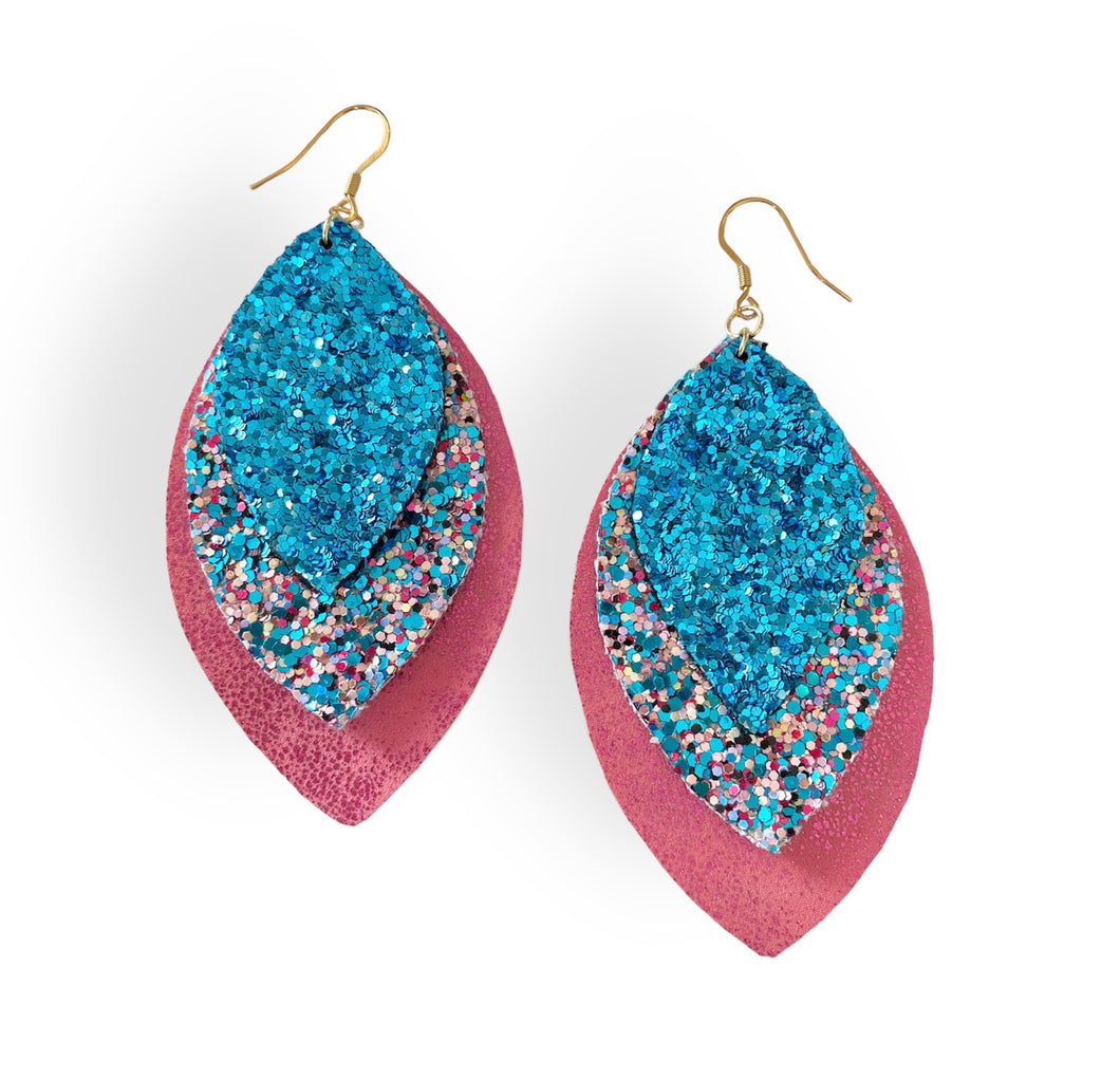 Pink & Blue Glitter Earrings